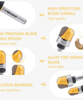 Three Piece Bowl And Tray Template Router Bit Set With 1/4 Inch Shank Carbide Round Nose Bits And Bearing Features