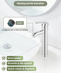 Ultra Sleek Modern Tall Vessel Sink Faucet With Single Handle One Hole Mount, water flow test, smooth operation, chrome finish