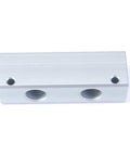 G One Quarter BSP Port 2 Way 4 Port Pneumatic Aluminum Manifold Block Splitter For Air Water Gas Oil Systems, front view
