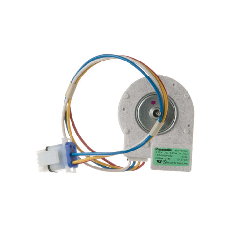 Fridge Evaporator Fan Motor WR60X10185 Replacement with wiring harness for efficient cold air circulation and easy installation.