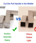 Comparison of solid vs hollow bar in 20 Pack Brushed Nickel Square Bar Cabinet Handles Set With Easy Install Six Point Three Inch 160mm Screw Hole Distance Solid Metal Hardware