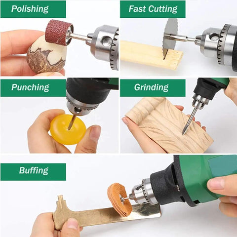 Beefy 480W Rotary Tool Kit with Six Speed Settings up to 32000 RPM for cutting, grinding, sanding and carving DIY projects in use.