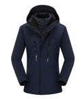 Three In One Womens Winter Ski Jacket With Removable Hood Waterproof And Windproof Padded Down Lining For Warmth Rainproof Rain Coat