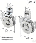 12 Closet Door Rollers Set With 24 Screws, Adjustable Wardrobe Door Wheels For Smooth Quiet Sliding, Includes Six Each Of Two Types