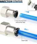 Straight Push To Connect Pneumatic Fittings Three Eighths Inch Tube OD To One Quarter Inch Female NPT Thread, connection process