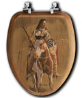 Elongated Oak Veneer Toilet Seat With Western Scene Print Upgrade Your Bathroom Decor Rugged Western Vibe Fits US Standard
