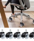 Five Piece Rock Solid Office Chair Caster Wheels With Universal Replacement Furniture Casters Boasting Silent Roll Pu Tread for desk chair glide.