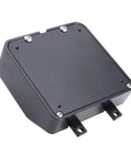 Beefy Aluminum Alloy Simulated Cell Receiver Box For 1/10 RC Crawler Cars, CNC black aluminum housing, top view, screws visible
