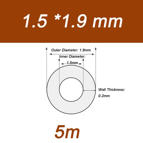 Diagram showing PTFE Teflon Tube Durable Engineering Plastic Tubing For Industrial Use with dimensions 1.5mm x 1.9mm