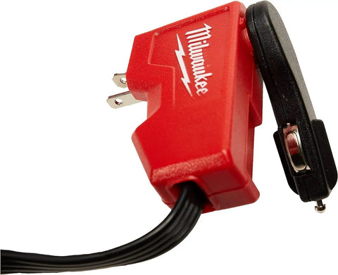 M18 Force Logic Six Ton Utility Crimping Kit With D3 Grooves And Snub Nose Design For Fast Electrical Work Smooth Grip Lightweight Frame Built Tough For Contractors Who Want Zero Hassle Performance plug with red casing and black connector.