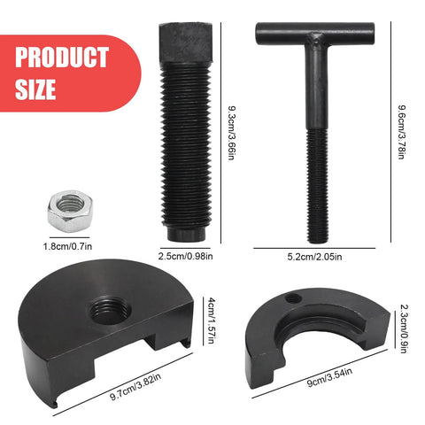Front Bearings Puller Removal Tool Kit for Eaton Fuller Transmissions RR1014TR RR1013TR with dimensions, black steel parts