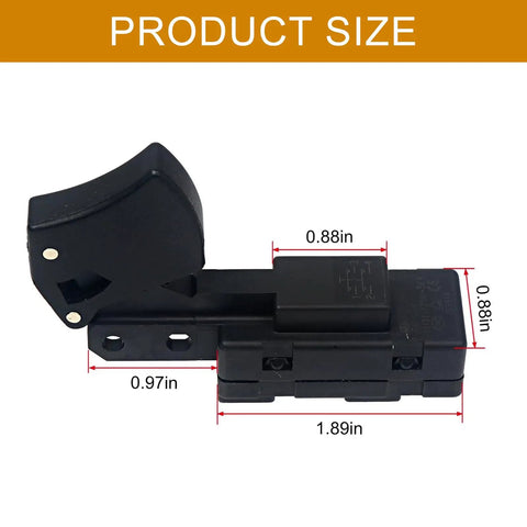 Swap These Two Rock Solid Electric Trigger Switches Into Your Tool Box Features A Snappy On Off Rotary Dial dimensions and size details.