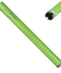 Side view of BETTERI 1-1/2 in wet concrete core bit, green body, laser-welded, 5/8-11 thread, 14 in depth