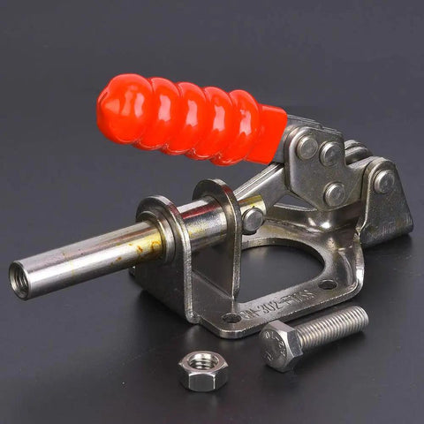Built Tough Sus304 Stainless Steel Push Pull Quick Release Toggle Clamp With Rock Solid Grip For Heavy Metal Fabrication Welding Jigs And Shop Bench Assembly on a dark background