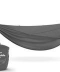 Roo Double Hammock With GravitasX Water Resistant Breathable Ripstop Fabric, lightweight packable design, shown with carrying bag