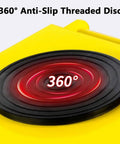 Heavy Duty Machinery Mover Skates With 360 Degree Swivel Non Slip Base, anti-slip threaded disc on yellow base.