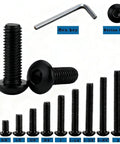 Display of 20 Pack 5/16-18x3/4 Button Head Socket Cap Screws Set in 304 Stainless Steel with Black Oxide Finish, hex key included