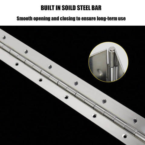 20 Inch Stainless Steel Piano Hinges Two Pack Continuous Heavy Duty Hinges With 0.04 Inch Leaf Thickness And 1.2 Inch Open Width detail view