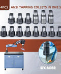 14 Piece TC820 ANSI Collet Set With Tap Holder For M36 Electric Tapping Machine featuring various sizes for precision threading.