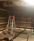 Industrial Pipe Shelf System With Five Tier 68 Inch Tall Wall Mount Shelves Black Vintage Retro Open Bookshelf setup in garage