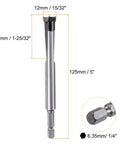 Pro Grade Forstner Drill Bit 12mm 15/32 Inch Tungsten Carbide Woodworking Bore with 1/4 Hex Shank, 5 inches long, 45mm depth