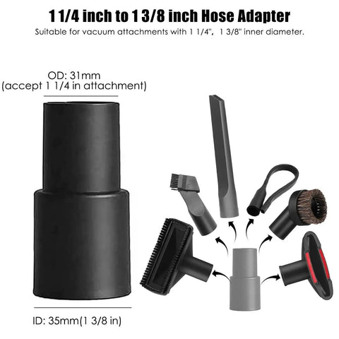 7 Piece Vacuum Attachment Kit With Crevice Tool, Hose Adapters, Horsehair Round Brush, Upholstery Tool, Utility Nozzle Combo