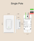Smart WiFi Light Switch For Single Pole Lights 2.4Ghz Works With Alexa And Google Home Neutral Wire Required UL Certified diagram