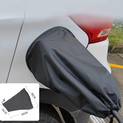 Magnetic EV Port Protector Hella Waterproof Plug Cover With Strong Grip Magnet To Seal Out Rain Snow UV And Gunk on vehicle.