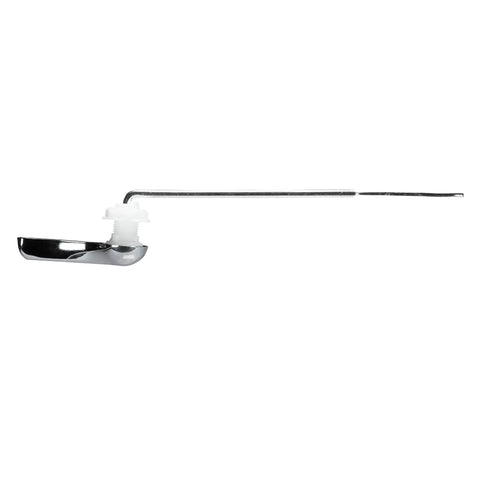 Side view of 8 Inch Universal Toilet Tank Lever Chrome With Durable Metal Arm And Plastic Nut For Strength Front Left Install
