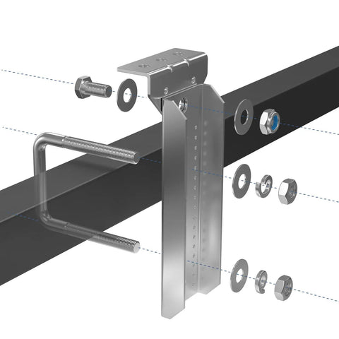 Heavy Duty Boat Trailer Bunk Brackets, 8 Inch Swivel Support Pads components including galvanized steel parts and hardware.