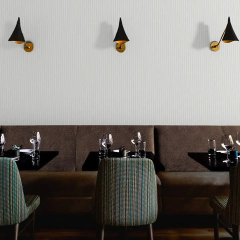 Traditional Classic Leather Texture Vinyl Wallpaper Durable Type Two Commercial Wallcovering in a restaurant setting.