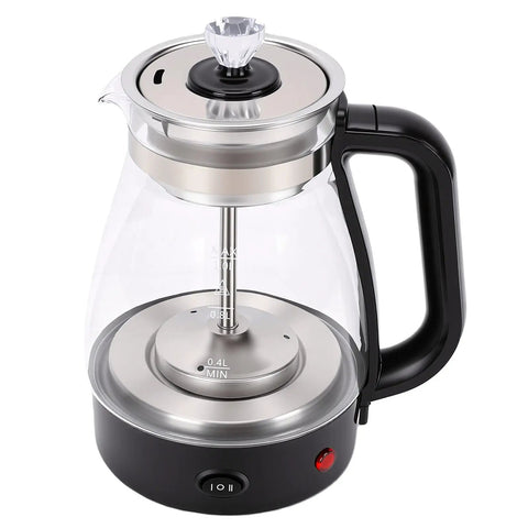 Straight Up Heavy Duty One Liter Borosilicate Glass Electric Kettle And Tea Boiler With Two Hour Keep Warm Feature, showing sleek design and controls.