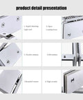 Heavy Duty 304 Brushed Stainless Steel Glass Shower Hinges With Sleek Two Way 360 Degree Rotation And Seamless Auto Close detailed view