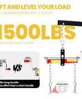 Heavy Duty 2 Ton Engine Hoist With Retractable Telescopic Boom And Six Rolling Caster Wheels Portable Hydraulic Cherry Picker Knuckle Saving Rig For Auto Repair with leveler and lifting chains.