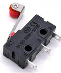 Roller Lever Arm Micro Limit Switch KW12 N 5A SPDT 1NO 1NC AC 125V 250V Small 20x10.5x6.5mm, black with red roller