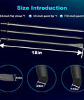 Diagram showing Pneumatic Taper Punch And Air Cold Chisel Three Piece Set With 18 Inch Length Includes 7/32 Inch Point Tip 3/8 Inch Point Tip And 3/4 Inch Flat Chisel 0.401 Inch Shank For Standard Air Hammer Cr Mo Alloy Steel