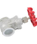 Heavy Duty Full Port Gate Valve In Stainless Steel One And A Half Inch NPT for industrial plumbing with red wheel handle
