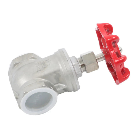 Heavy Duty Full Port Gate Valve In Stainless Steel One And A Half Inch NPT for industrial plumbing with red wheel handle