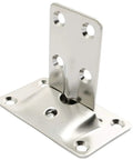 Built Tough Pair Of 304 Stainless Steel Removable Table Brackets With Chrome Coated Support Rods, close-up view of hardware.