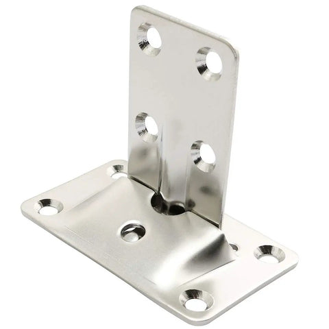 Built Tough Pair Of 304 Stainless Steel Removable Table Brackets With Chrome Coated Support Rods, close-up view of hardware.