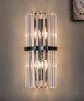 Top Shelf Crystal Wall Sconces With Brushed Black Metal And Sleek Bedroom Vanity Light For Bathroom Fixture Modern Bedside Lamp For Dining Room Decor Heavy Duty Build With Fresh Vibes. Elegant wall sconce with K9 crystal shade.