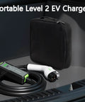 Level 2 EV Charger 40A 240V Portable J1772 With 21 Ft Cable And NEMA 14 50 Plug in trunk with carrying case