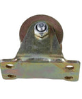 Heavy Duty V Groove Gate Wheels 1.2 Inch Sliding Door Ground Rollers With Double Bearing Rock Solid Steel Brackets viewed front on.