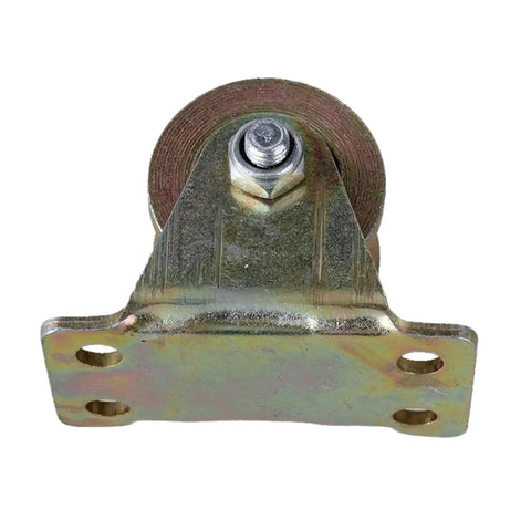 Heavy Duty V Groove Gate Wheels 1.2 Inch Sliding Door Ground Rollers With Double Bearing Rock Solid Steel Brackets viewed front on.