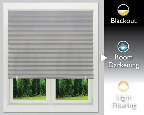 Cordless Room Darkening Pleated Paper Shade Gray 36x72 Inches Pack Of 6 No Tools Needed blocking light on window