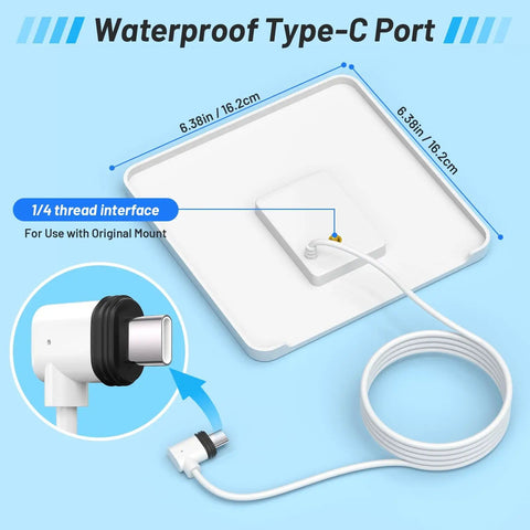 4W Solar Panel Replacement for SoloCam S340 Keeps Your Cam Powered, Upgrades From 2W, IP65 Weatherproof Outdoor Tough, Solar Panel Only Not Including Camera, showing waterproof Type-C port and cable.