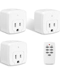 Remote Control Outlet With 100 Ft RF Signal Wireless On Off Plug For Household Appliances Battery Included 15 Amp 1875 Watt Three Outlets Plus One Remote Easy Setup No Fuss showing three outlets and a remote control