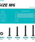Diagram and lineup of M6 button head screws in 50Pcs M6 Button Head Socket Cap Screws Kit With 50 60 70 80mm Lengths Fully Threaded 10.9 Grade Alloy Steel Black Oxide Finish Metric Hex Drive Nuts Included Built To Last For Machinery And Projects