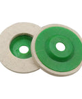 Get Your Gear Ready With These Six Premium Wool Felt Polishing Wheel Discs Perfect For 95 Or 100 Angle Grinders And Crushing Metal Marble Or Brass Like A Boss In Workshops Without Burning Out - 95mm felt discs with green backing.