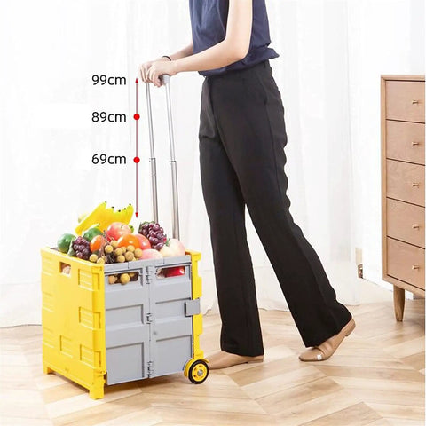 No Sweat Folding Shopping Cart With Four Durable Rolling Wheels And Adjustable Telescoping Handle Lightweight Portable Grocery Hauler For Easy Market Trips Luggage Lugging And Office Tool Transport